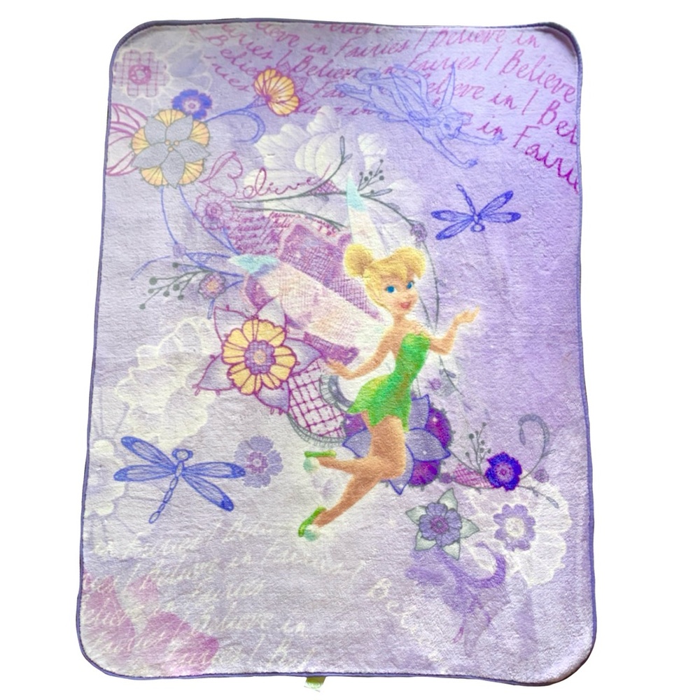 RARE Disney Fairies Tinker Bell Providencia Plush Oversize Throw Blanket 80"x56"